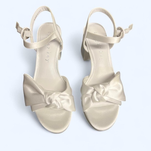NIB Lux Satin Bow Family Matching Platform Dress Sandals - Picture 1 of 6
